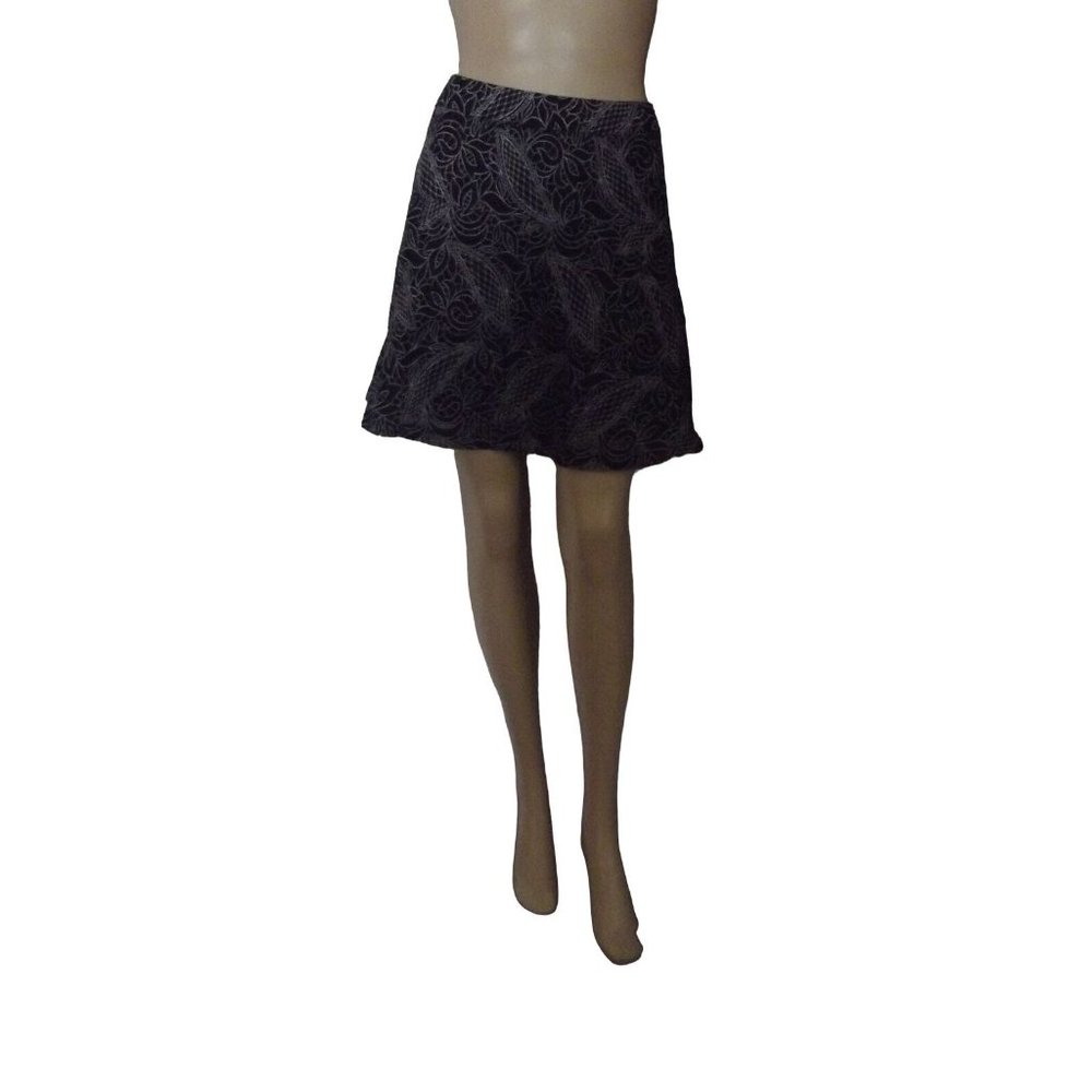 New York & Company Sizes 2 Black & White Lace Cut-Out A-Line Skirt xs